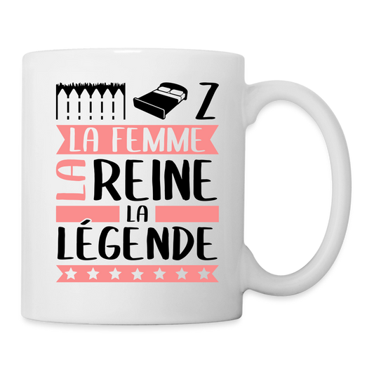 Mug blanc Elise rébus – La femme, la reine, la légende - blanc