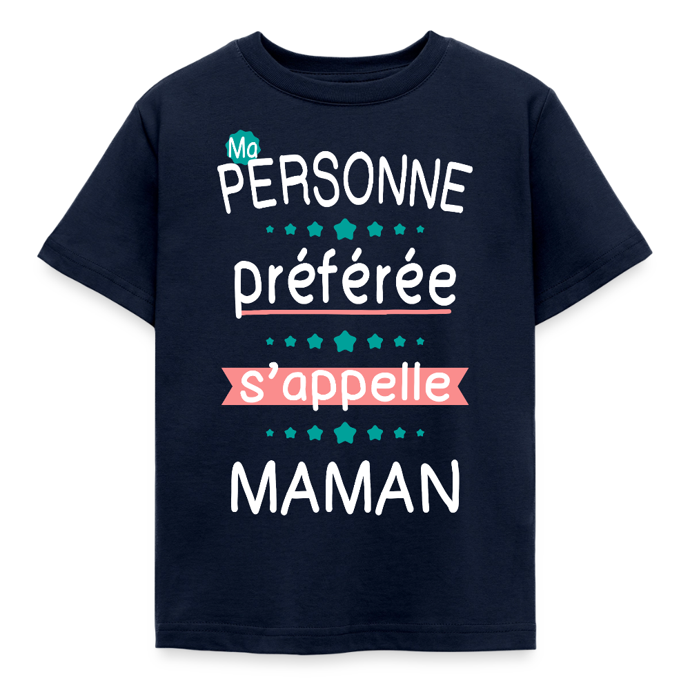 T-shirt enfant impression rose - Personne préférée Maman - marine