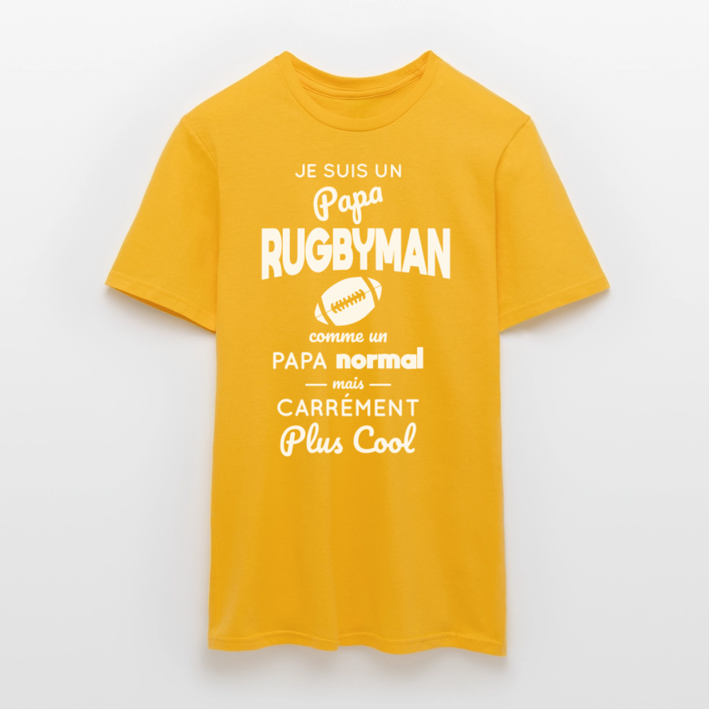 T-shirt Homme - Papa rugbyman plus cool - jaune