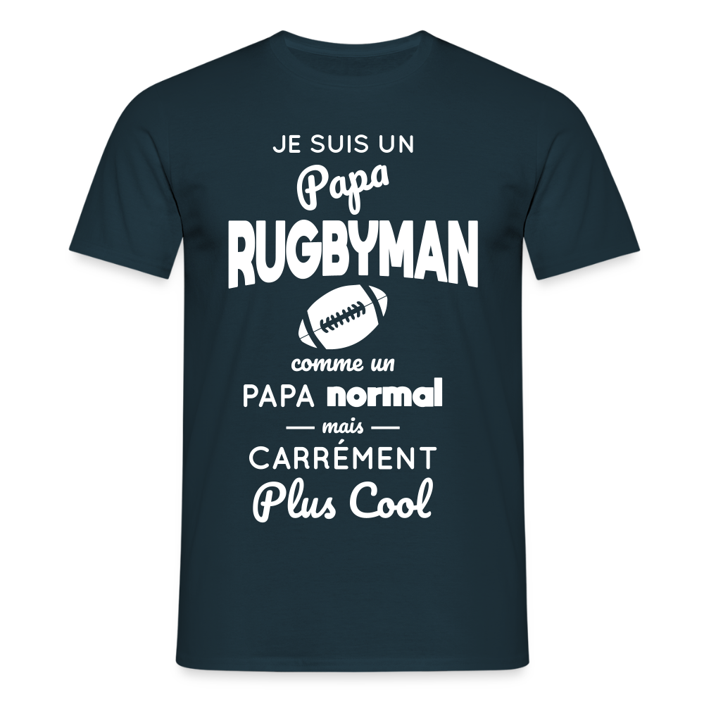T-shirt Homme - Papa rugbyman plus cool - marine