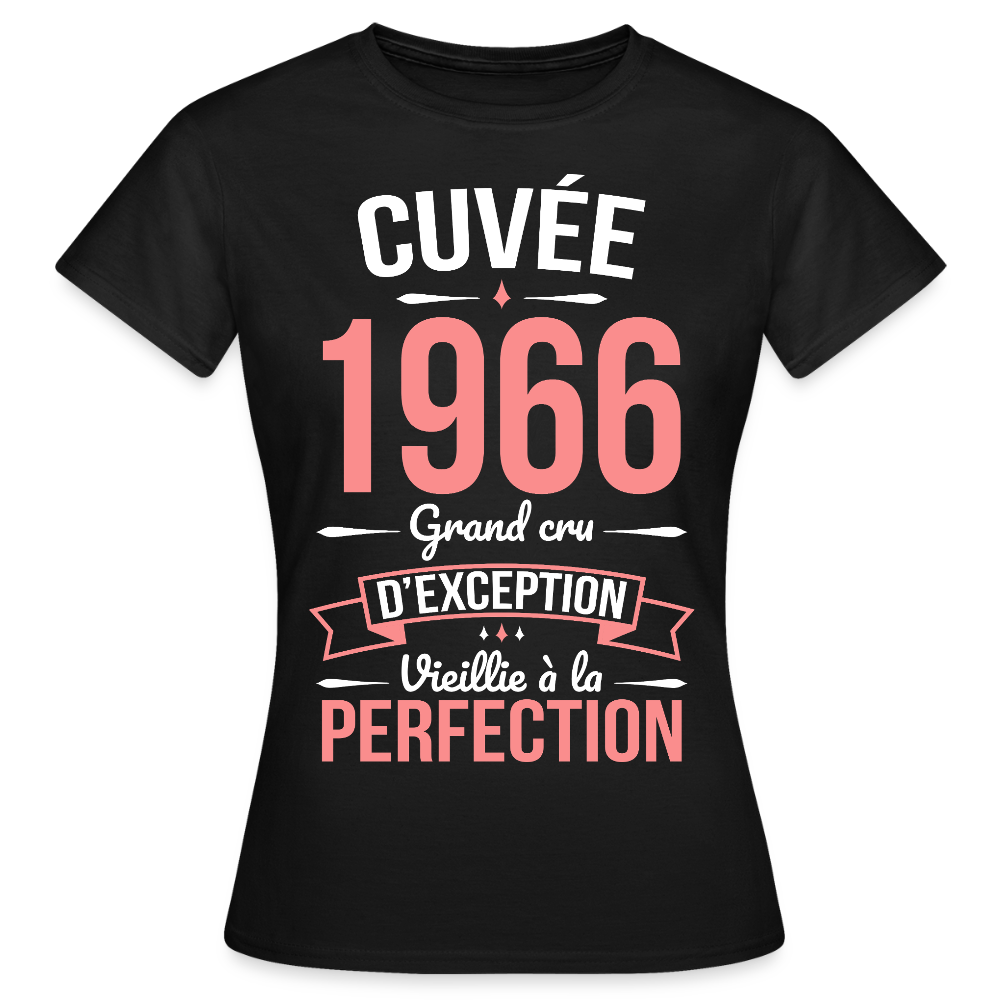 T-shirt anniversaire femme 60 ans – Cuvée 1966, Grand cru d’exception - noir