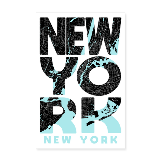 Poster New York - Plan New York - 20 x 30 cm - blanc
