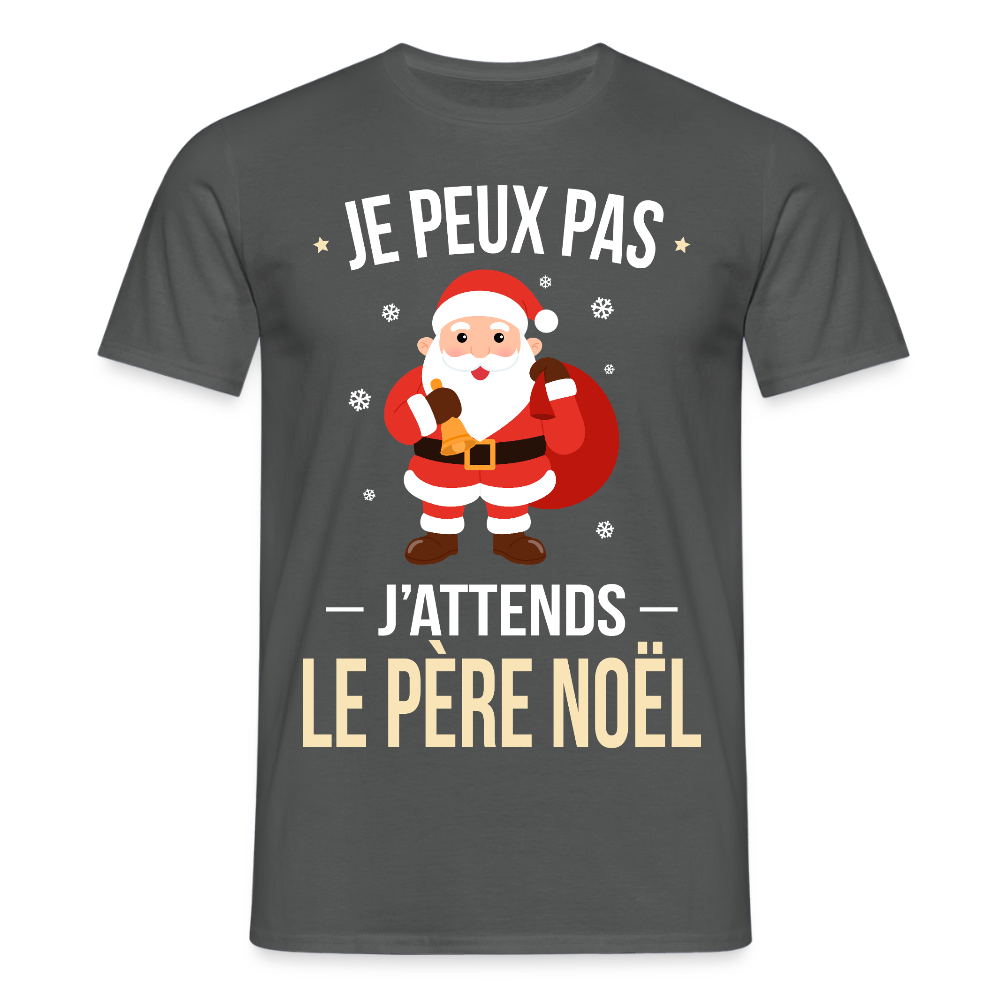 T-shirt homme Noël – Je peux pas, j’attends le Père Noël – Cadeau drôle et festif - charbon