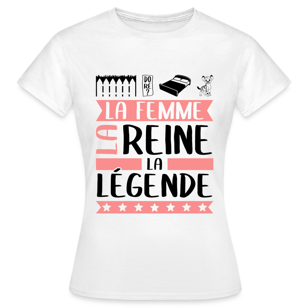 T-shirt femme coloris clair Emilienne rébus – La femme, la reine, la légende - blanc