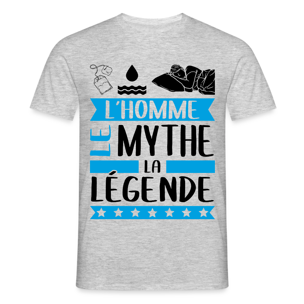 T-shirt homme coloris clair Théodore en rébus – L’homme, le mythe, la légende - gris chiné