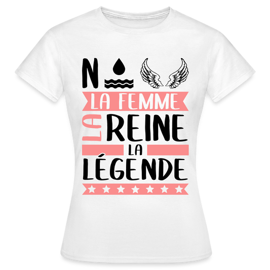 T-shirt femme coloris clair Noëlle rébus – La femme, la reine, la légende - blanc
