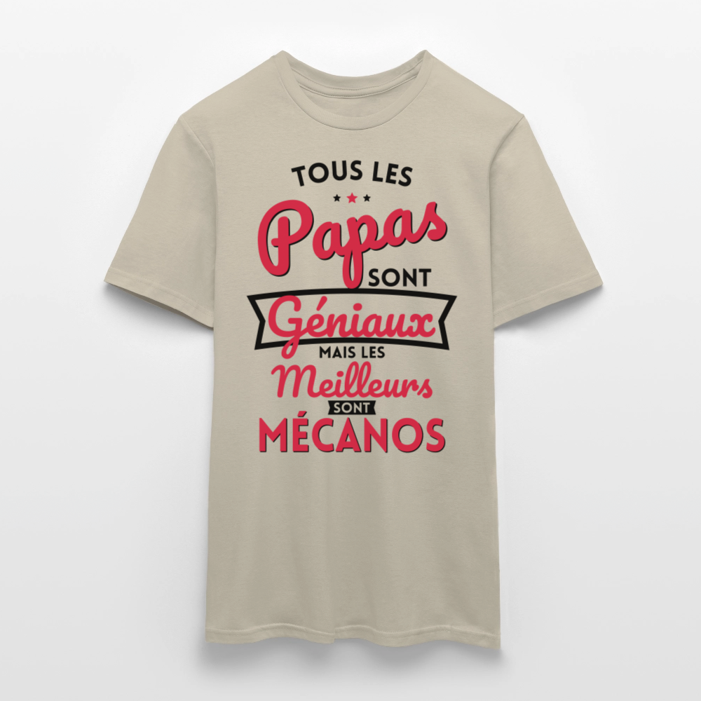 T-shirt Homme - Papas géniaux - Les meilleurs sont mécanos - beige sable