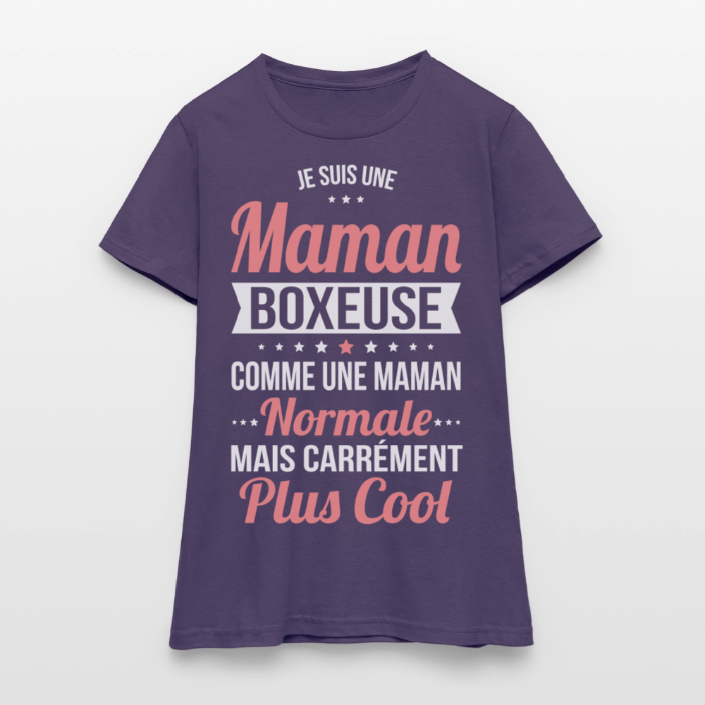 T-shirt Femme - Maman boxeuse plus cool - violet foncé