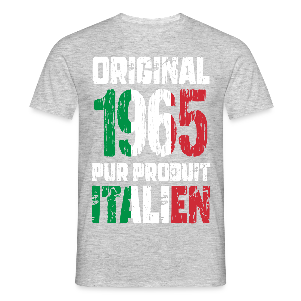T-shirt Homme - Anniversaire 60 Ans - Original 1965 - Pur produit Italien - gris chiné