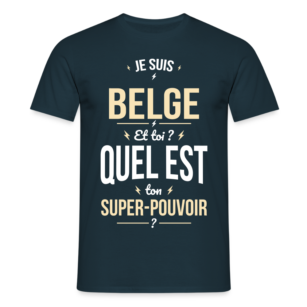 T-shirt Homme - Je suis Belge - Super-pouvoir - marine