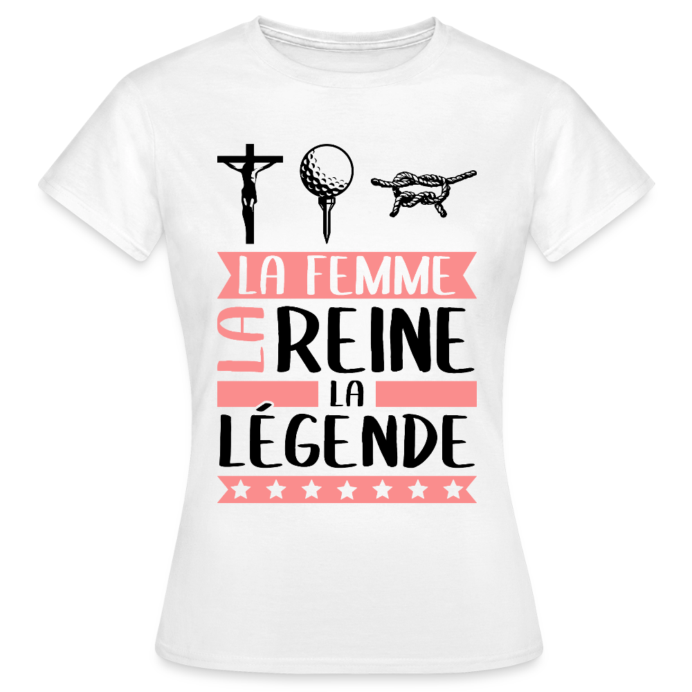 T-shirt femme coloris clair Christine en rébus – La femme, la reine, la légende - blanc