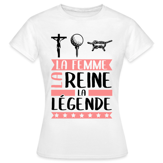T-shirt femme coloris clair Christine en rébus – La femme, la reine, la légende - blanc
