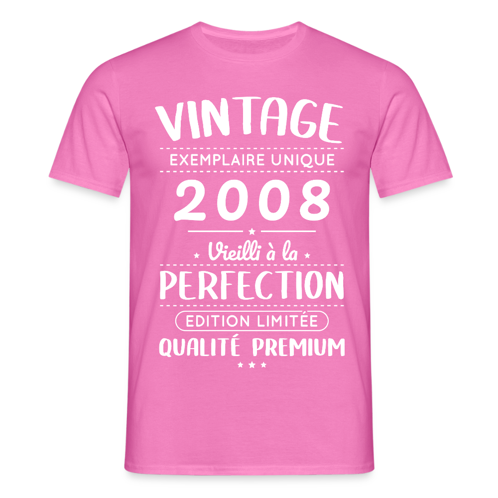T-shirt anniversaire homme 18 ans – Vintage 2008 – Perfection - rose