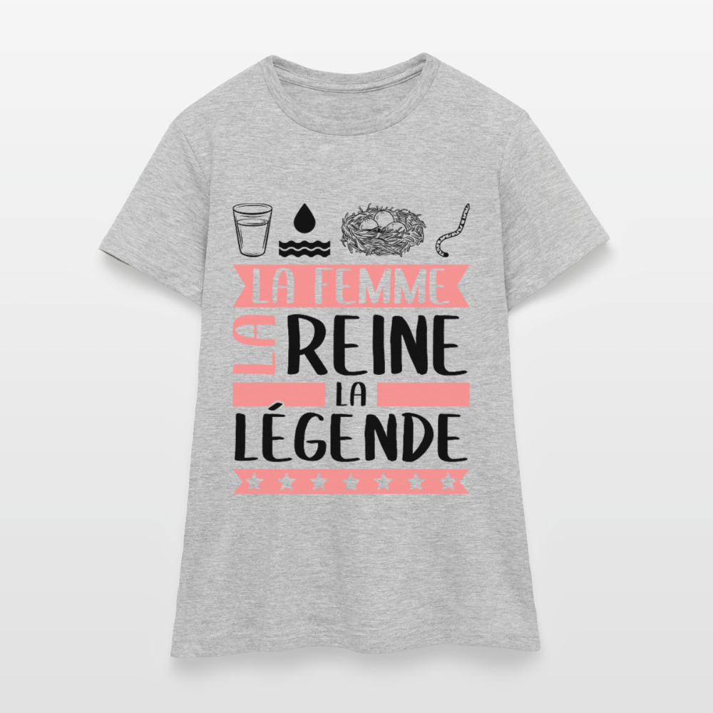 T-shirt femme coloris clair Véronique en rébus – La femme, la reine, la légende - gris chiné