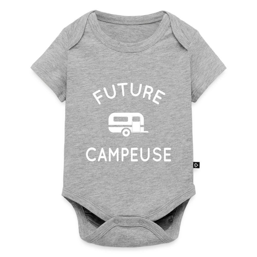 Body Bébé bio manches courtes - Future campeuse - gris chiné