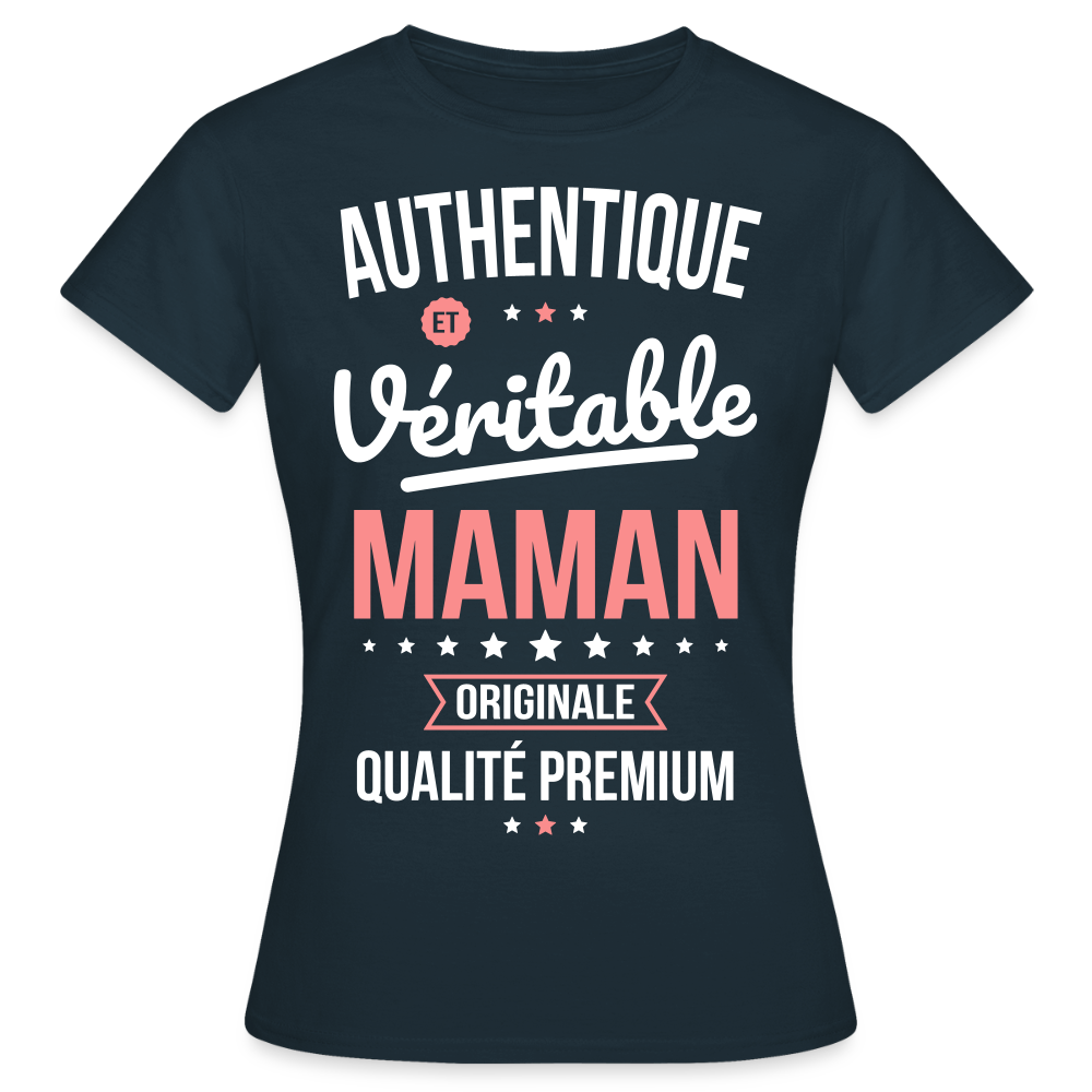 T-shirt Femme - Authentique et véritable Maman - marine