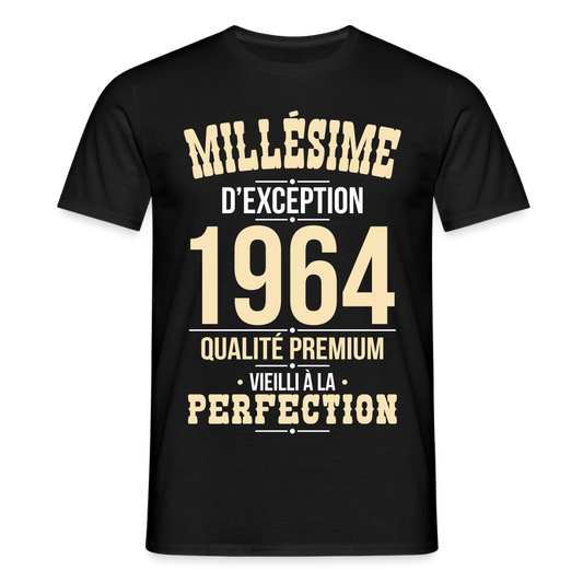 T-shirt Homme - Anniversaire 61 Ans - Millésime 1964 - noir