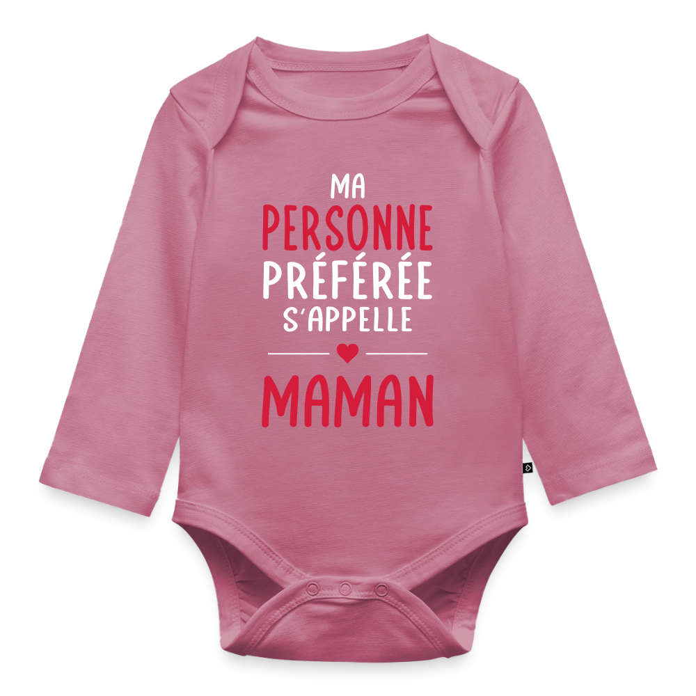 Body bébé bio manches longues - Ma personne préférée s’appelle Maman - mauve