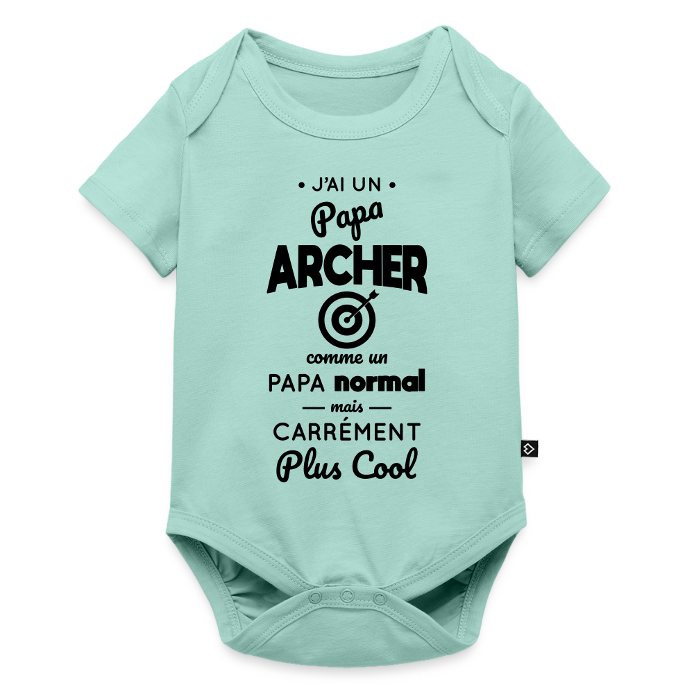 Body Bébé bio manches courtes - J'ai un papa archer - menthe 