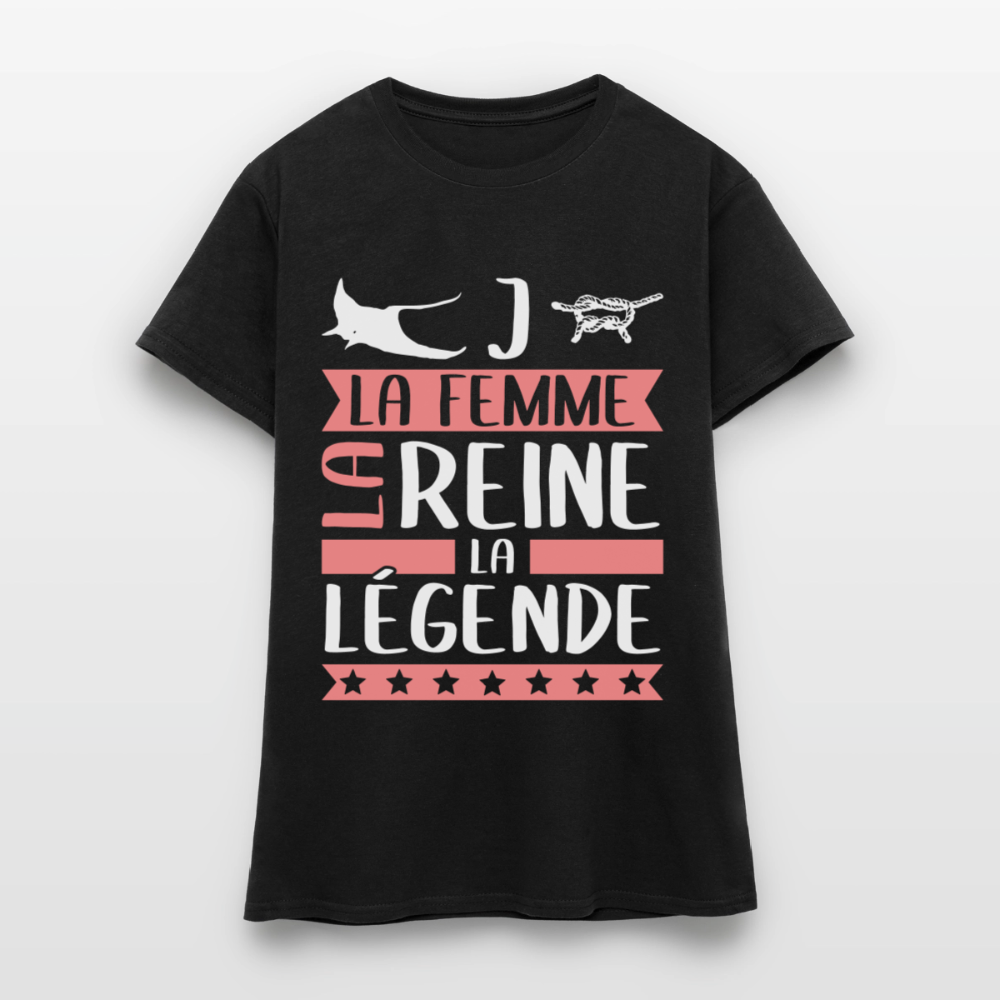 T-shirt femme Régine rébus – La femme, la reine, la légende - noir