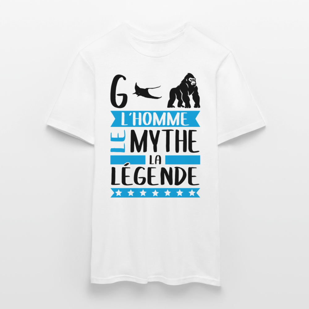 T-shirt homme coloris clair Grégory en rébus – L’homme, le mythe, la légende - blanc
