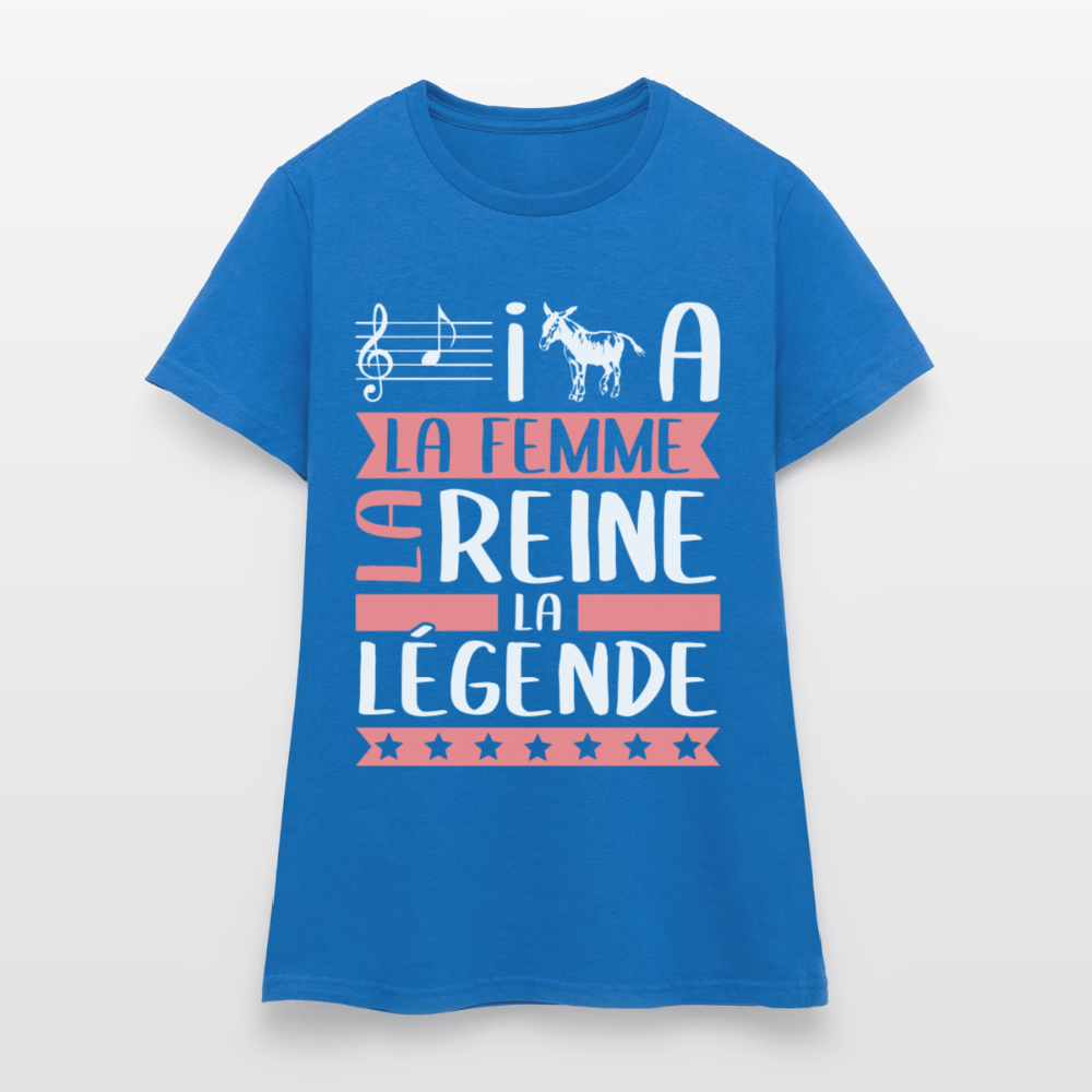 T-shirt femme Layana rébus – La femme, la reine, la légende - bleu royal