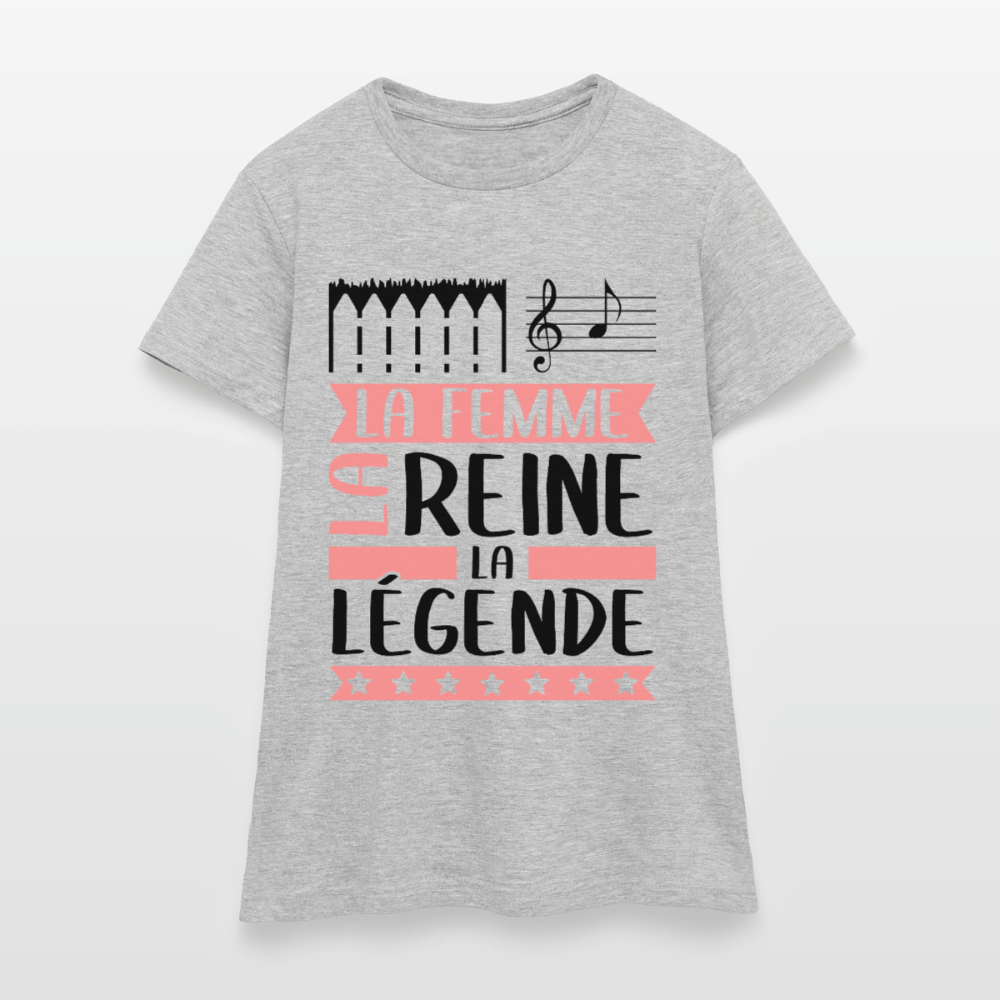 T-shirt femme coloris clair Ella rébus – La femme, la reine, la légende - gris chiné