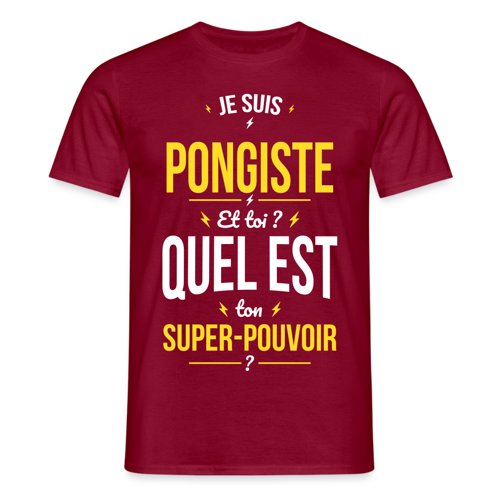 T-shirt Homme - Je suis pongiste - Super-pouvoir - rouge brique