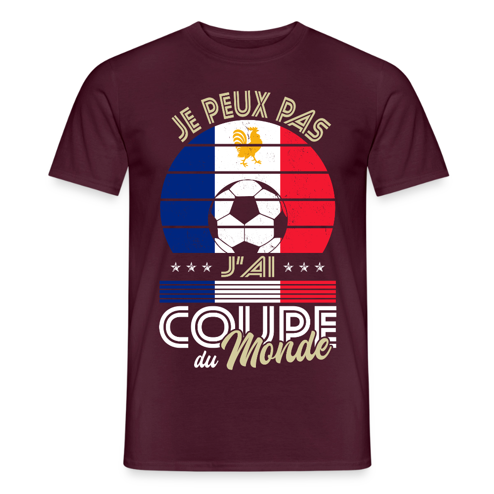 T-shirt Homme - Je peux pas j'ai Coupe du Monde - France - rouge brique