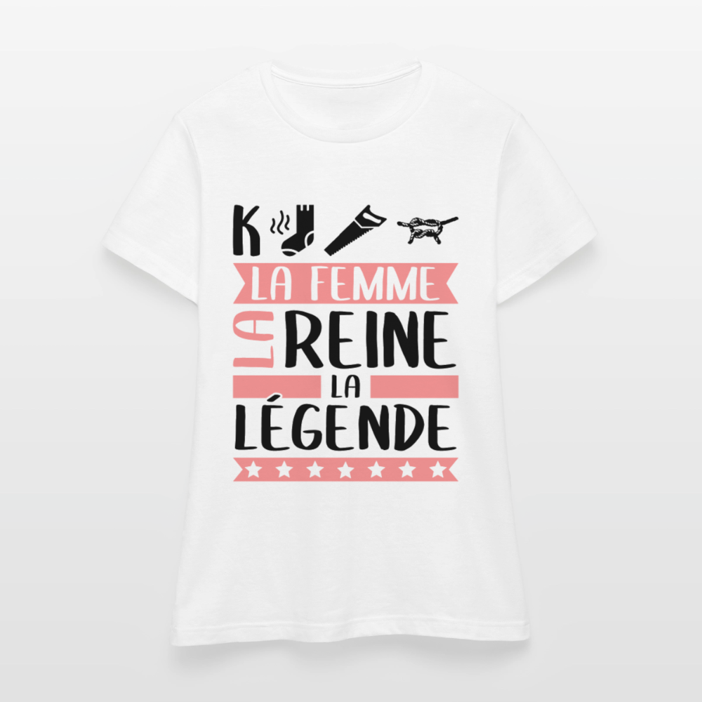 T-shirt femme coloris clair Capucine rébus – La femme, la reine, la légende - blanc