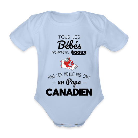 Body Bébé bio manches courtes - Les Meilleurs Ont Un Papa Canadien - ciel