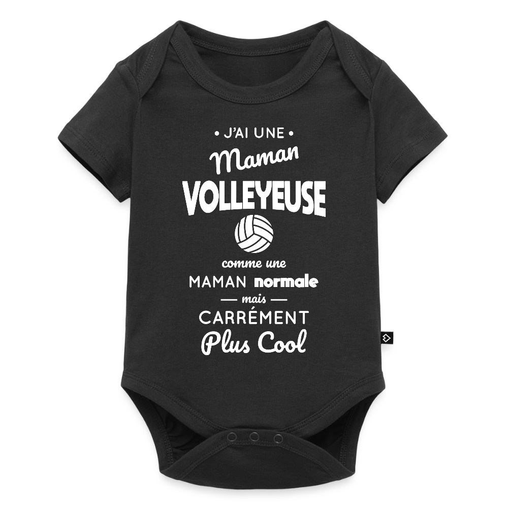 Body Bébé bio manches courtes - J'ai une maman volleyeuse - noir