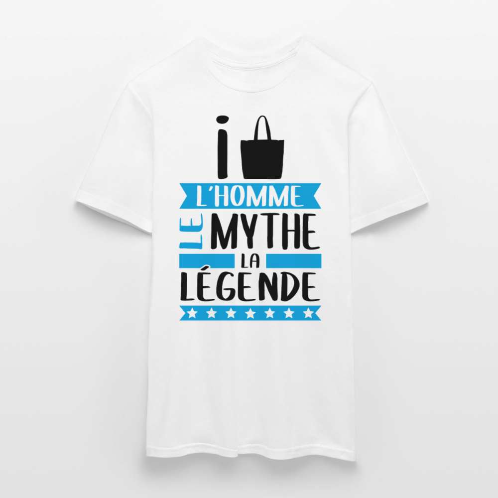 T-shirt homme coloris clair Isaac en rébus – L’homme, le mythe, la légende - blanc
