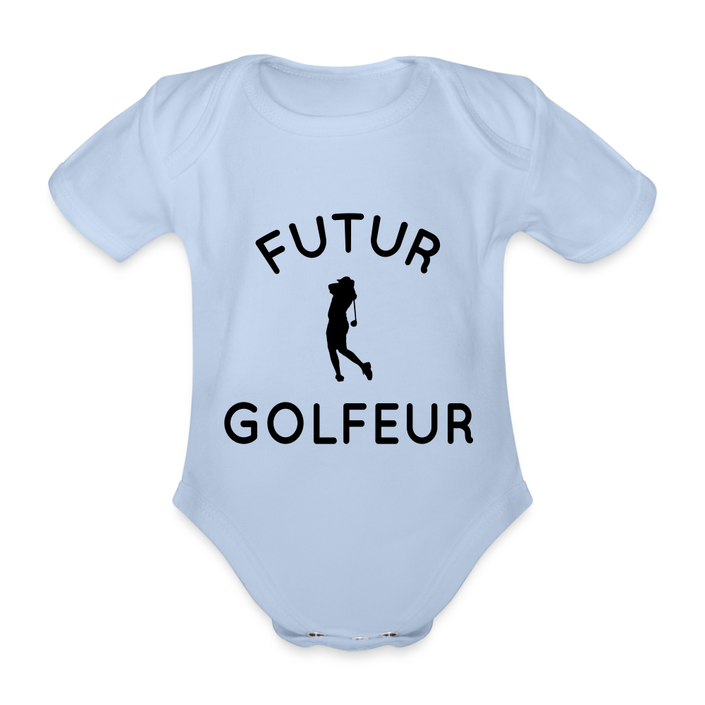 Body Bébé bio manches courtes - Futur golfeur - ciel