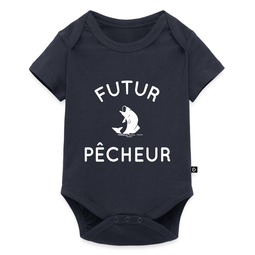 Body Bébé bio manches courtes - Futur pêcheur - bleu marine