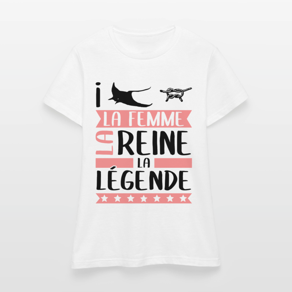 T-shirt femme coloris clair Irène rébus – La femme, la reine, la légende - blanc