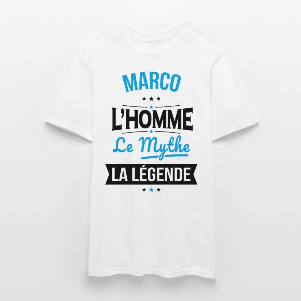 T-shirt clair Marco l’homme le mythe la légende – Cadeau homme - blanc