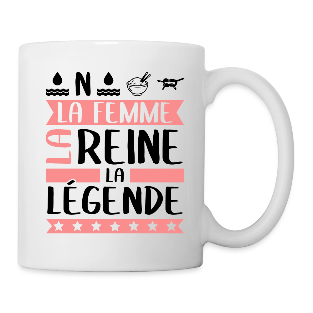 Mug blanc Honorine rébus – La femme, la reine, la légende - blanc