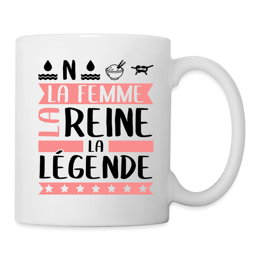 Mug blanc Honorine rébus – La femme, la reine, la légende - blanc