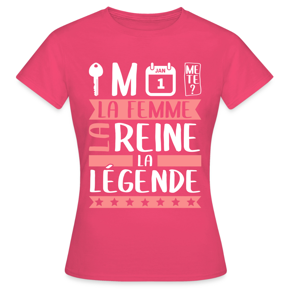 T-shirt femme Clémence rébus – La femme, la reine, la légende - rose azalée