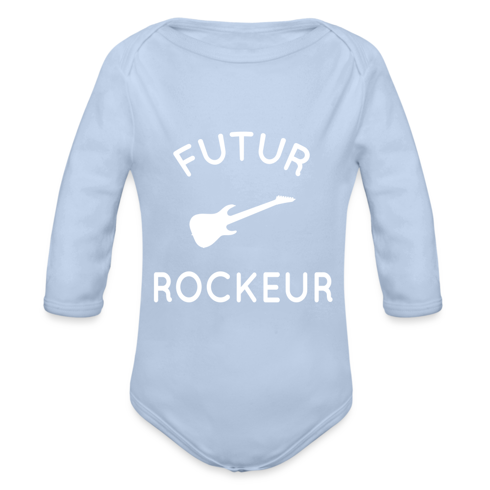 Body Bébé bio manches longues - Futur rockeur - ciel