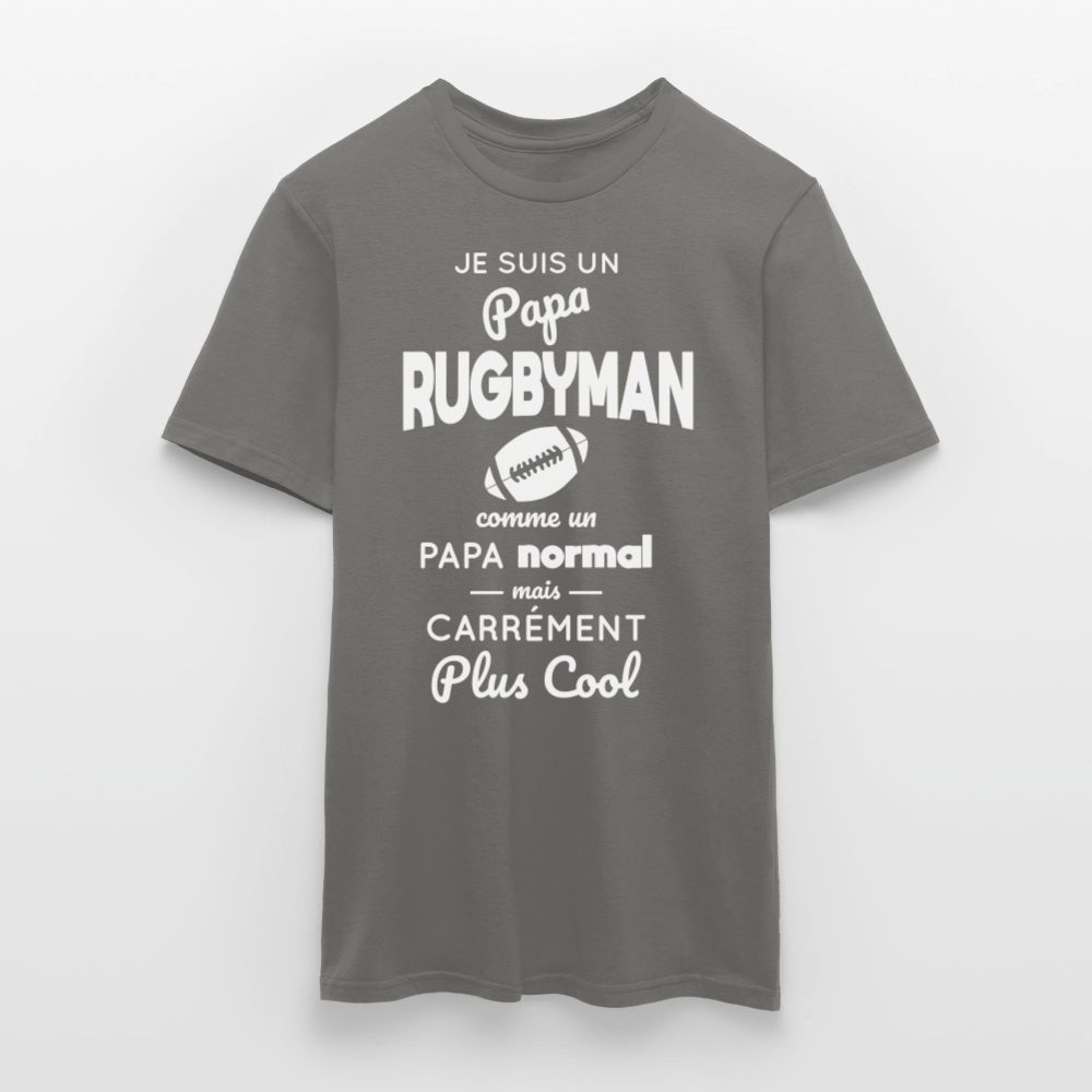 T-shirt Homme - Papa rugbyman plus cool - gris graphite