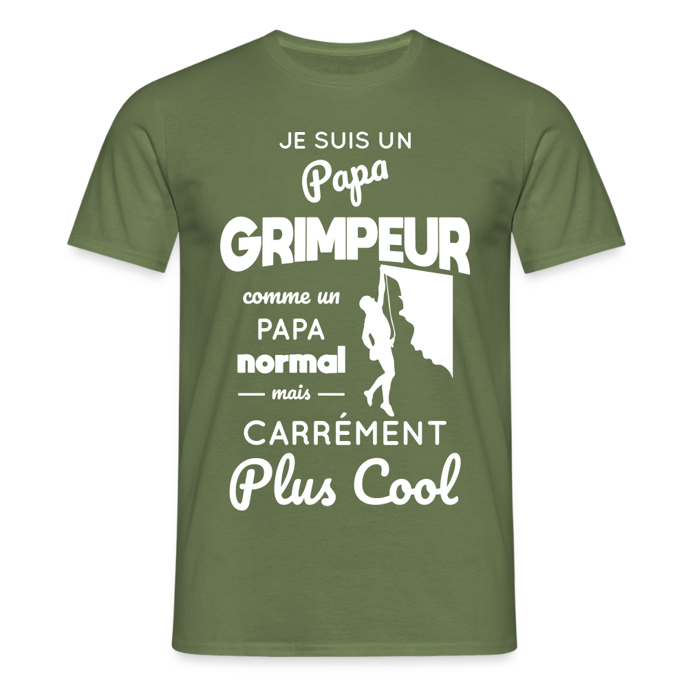 T-shirt Homme - Papa grimpeur plus cool - vert militaire
