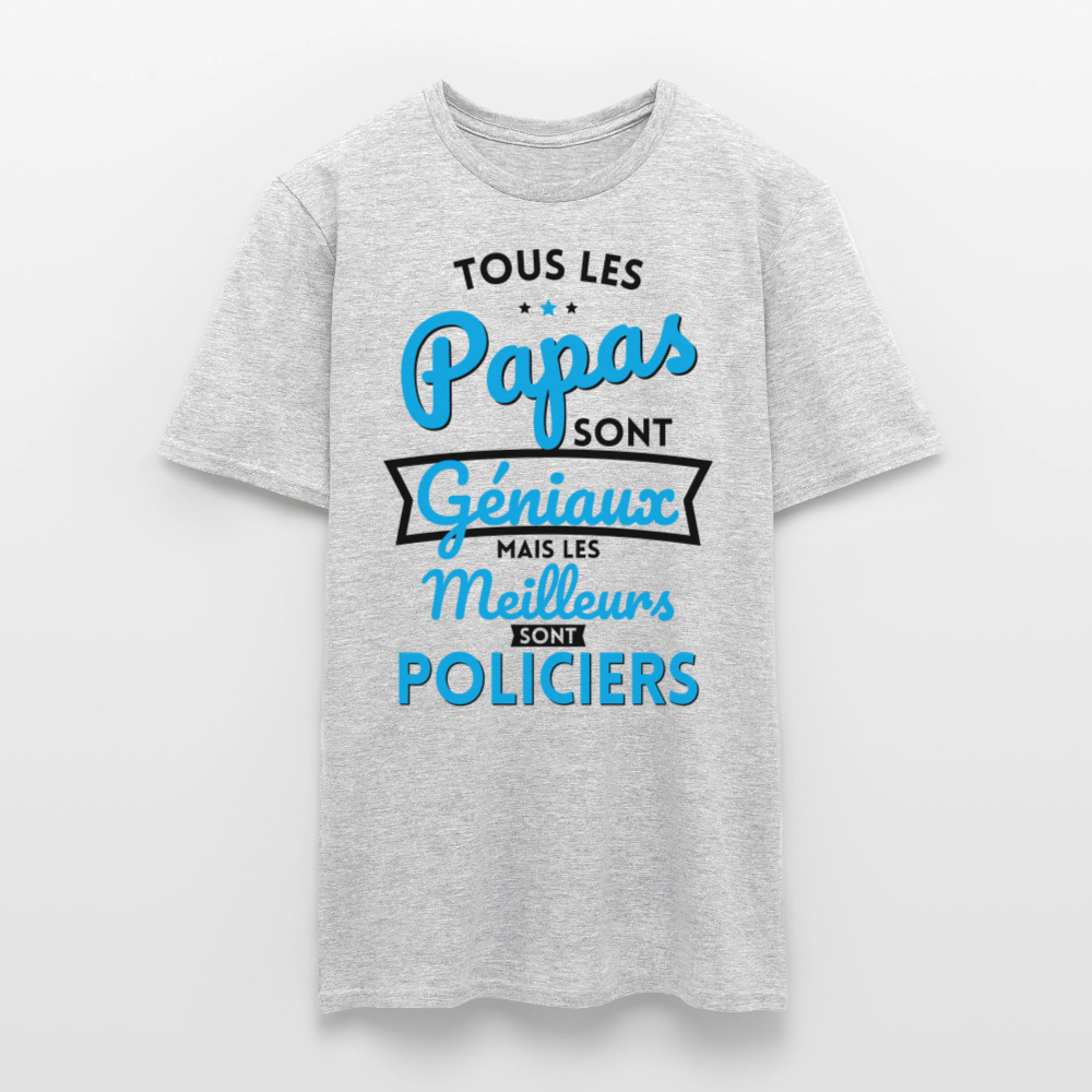 T-shirt Homme - Papas géniaux - Les meilleurs sont policiers - gris chiné