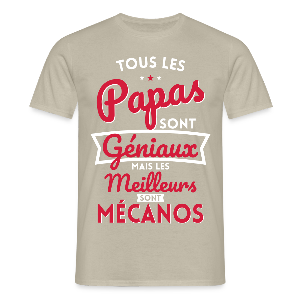 T-shirt Homme - Papas géniaux - Les meilleurs sont mécanos - beige sable