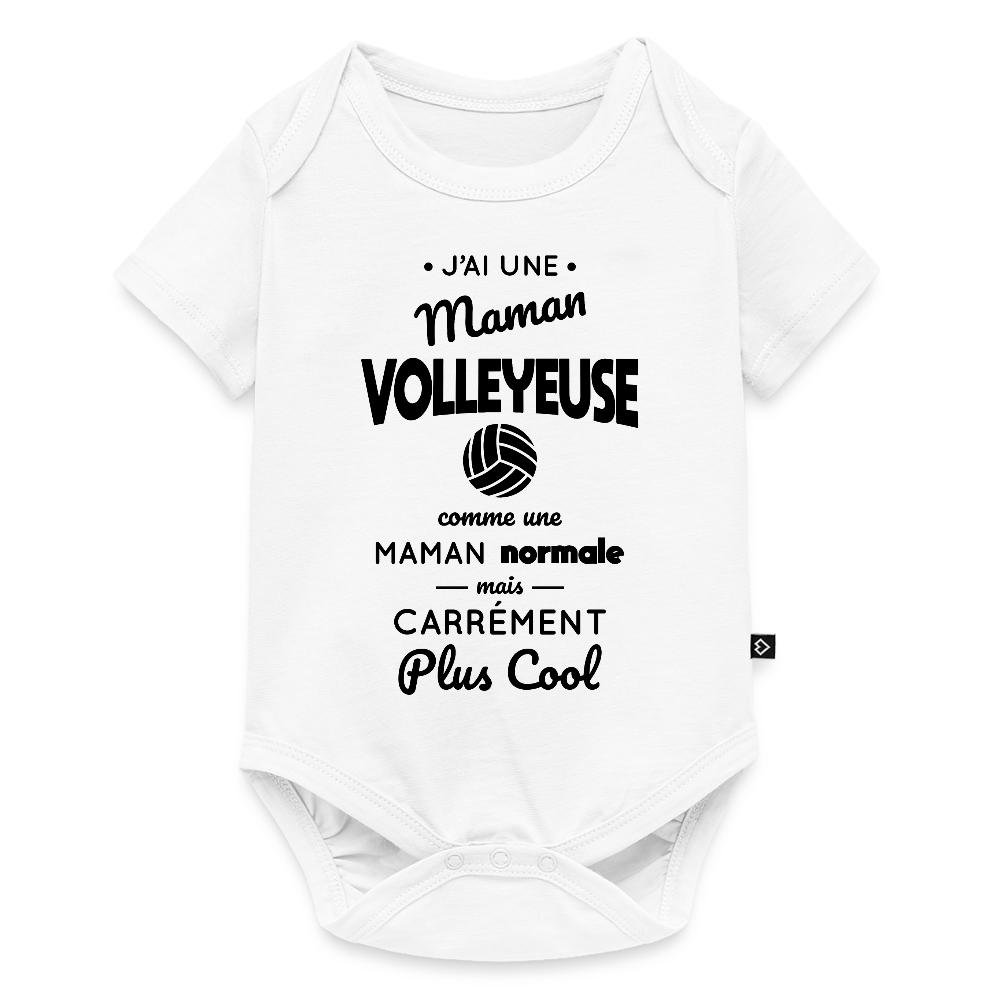 Body Bébé bio manches courtes - J'ai une maman volleyeuse - blanc