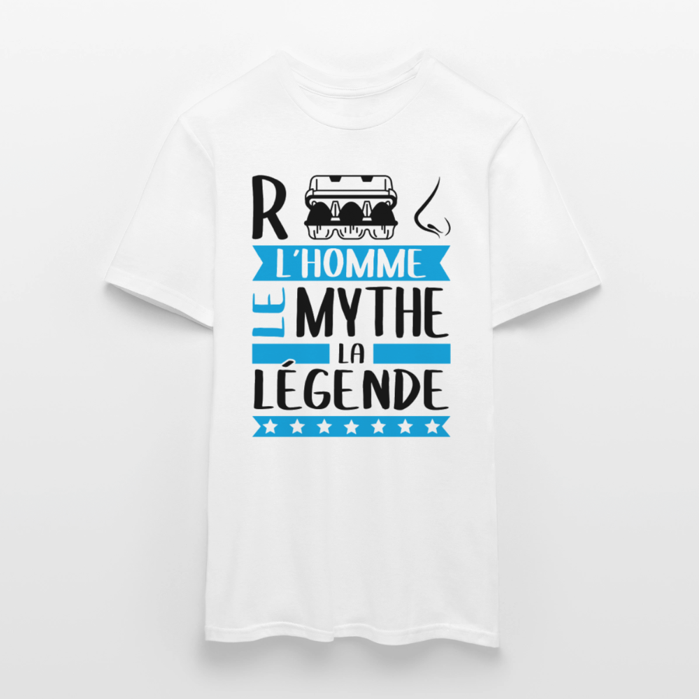 T-shirt homme coloris clair René en rébus – L’homme, le mythe, la légende - blanc