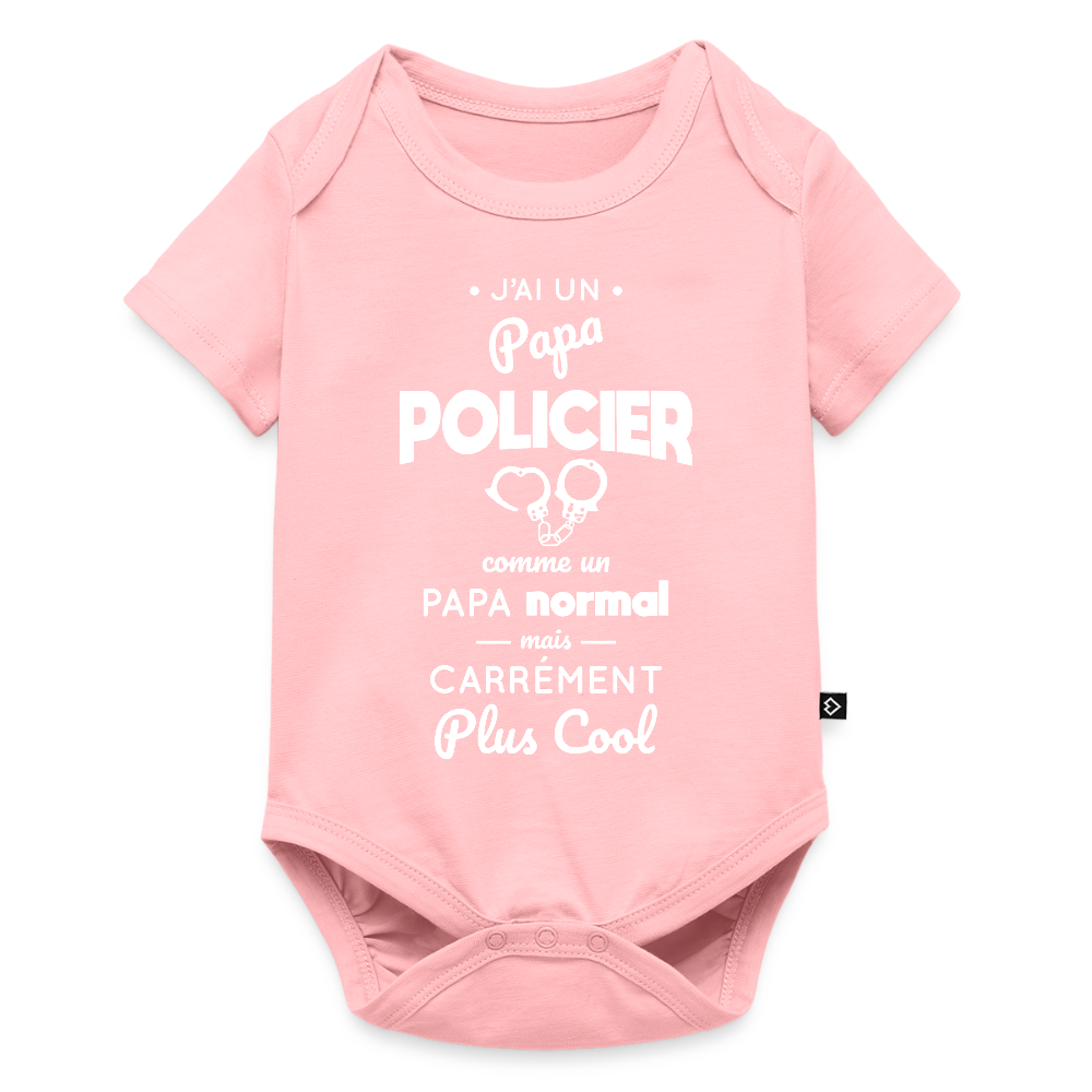 Body Bébé bio manches courtes - J'ai un papa policier - rose