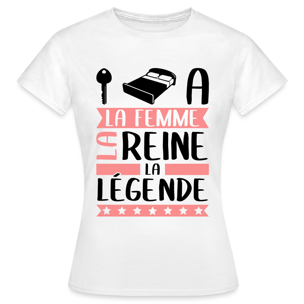 T-shirt femme coloris clair Clélia en rébus – La femme, la reine, la légende - blanc