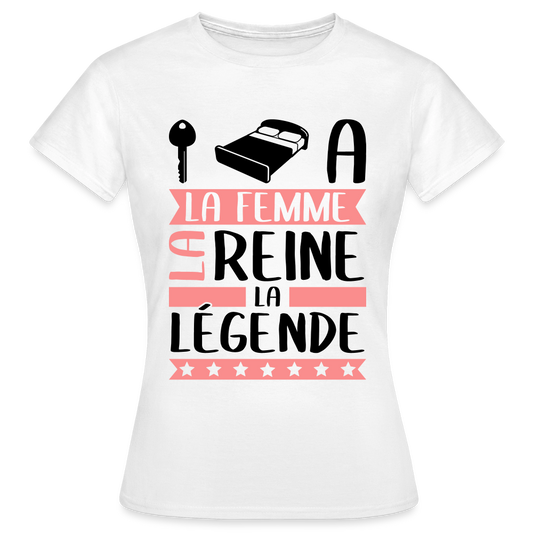 T-shirt femme coloris clair Clélia en rébus – La femme, la reine, la légende - blanc